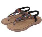 2025 sandalias mujer Europa y los Estados Unidos diamantes de imitación simple luz casual viento fondo plano grandes yardas clip dedos de los pies