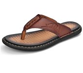 Mens Leather Sandals Indoor and Outdoor Beach Walking Flip Flops