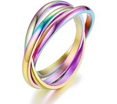 Sansheng Sanshi anillo principal de tres anillos anillo de pareja de acero de titanio, anillo antiansiedad giratorio joyería
