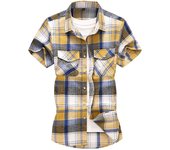Casual Plaid Shirts Men New Summer Men's Casual Short Sleeve Classic Checkered Shirts Fashion Chemise Homme Men Dress Shirts 7XL