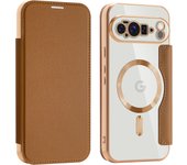 Flip Cover for Google Pixel 10 Pro XL 10 Pro 9a 9 Pro XL Magnetic Magsafe Leather Anti-theft Brush Electroplating Protective Case