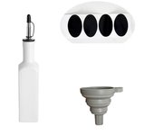 Reduce Oxidation Ceramic Olive Oil Dispenser Bottle Empty Modern Design Opaque Oil Cruet with Label Stickers Funnel