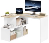 Escritorio Esquinero, Mesa Escritorio con Estantería(120x100cm), Escritorio en Forma de L, Escritorio de Computadora, Mesa Ordenador Escritorio