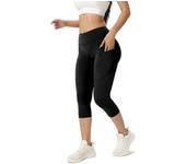 Pantalones capri deportivos de cintura alta para mujer, pantalones de ciclismo de secado rápido, pantalones recortados, pantalones deportivos de Yoga con bolsillo lateral