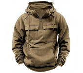 Half Zipper Men's Tactical Hoodies Solid Warm Fleece Military Sweatshirts Multi Pockets Male Hooded Jackets Thick Outdoor Polar