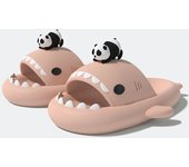 Panda black white Shark Cloud Slides,Cute Cartoon Shark Slippers Indoor Outdoor Slippers for Women Men,Soft and non-slip