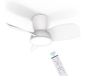 Ventilador de Techo con Luz, 76CM, LED Regulable 3CCT (3000K-4000K-5000K), 1580LM Ventilador de Techo con Mando a Distancia, 4 Velocidades, Temporizador, Apto para Salón, Dormitorio
