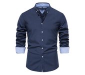 Men's Oxford cotton t, casual busine long sleeved t with buttons
