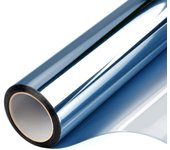 Window Film Privacy Mirror Film Self-Adhesive Sun Protection Anti-UV Film Privacy Heat Protection Static Window Films (Blue Silver, 50 x 200)