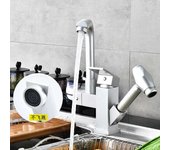 Grifo de cocina para baño Blanco, Grifos Contemporáneos de one command, grifos fríos y Calientes, color beige con punto