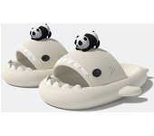 Panda black white Shark Cloud Slides,Cute Cartoon Shark Slippers Indoor Outdoor Slippers for Women Men,Soft and non-slip
