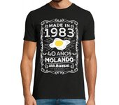 1983 40 years grinding an egg,Regalo de cumpleaños para hombre, camisetas informales de algodón con cuello redondo