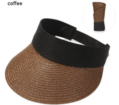Sombrero de playa portátil plegable, sombrero para el sol de ala ancha, gorra de paja informal enrollable para verano, viseras para mujer
