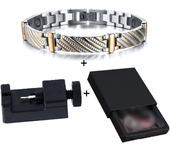 Magnetic Bracelet for Men Hand Chain Gold-color Magnetic Energy Benefits 21cm Jewelry Stainless Steel Waterproof 9mm Wide Metal