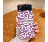 Leopard Print Case For Samsung Galaxy Z Flip 6 5 4 3 5G Hard PC Clear Folding Phone Cover For Samsung Z Flip6 Flip5 Flip4 Flip3