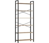 Estantería Alta de 6 Niveles, Librería con Marco de Acero, para Salón, Dormitorio, Oficina, 30 x 80 x 186 cm,