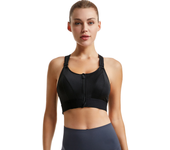 Sujetador deportivo para mujer, Top corto, chaleco de Yoga con cremallera frontal, talla grande, correa ajustable a prueba de go