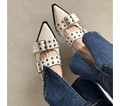 New Women Chunky Sandals Summer Shoes Fashion Mid Heels Pointed Toe  Casual Shoes Mujer Slippers