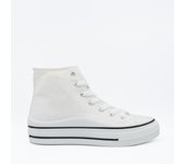Zapatillas deportivas de lona altas con suela altas, zapatillas deportivas mujer casual blancas