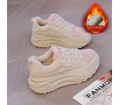 Women's Fashion Lace-up Winter Furry Chunky Sneakers Comfy & Thermal Non-slip Platform Casual Dad Shoes