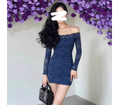 Mini vestido con hombros descubiertos, ropa de mujer, cintura primaveral, mangas largas, material mixto