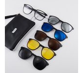 Gafas de sol polarizadas para hombres y mujeres transfronterizas nuevas gafas TR90 montura gafas de sol de manga magnética de visión nocturna negra de cinco piezas