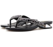 Pantuflas planas tipo flip-on con strass