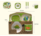 Juego de vajilla dividida con plato de comedor para niños, lindo dinosaurio bebé，Resistente a Caídas y altas temperaturas