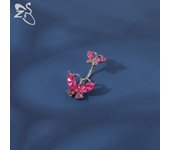 ZS 1 PC Colorful Butterfly Pendant Belly Button Ring Rhinestone Long Drop Pendant Belly Rings 14G Navel Barball Piercing Jewelry