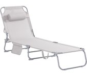 Jardín Mecedora, Tumbona inclinable de Acero Plegable con Almohada Playa Piscina, Tumbona, OGS35-MI ES