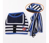 Arnés para perros, conjunto de correa de estilo marino suave y transpirable para perros pequeños y medianos, Collar para cachorros, correa para el pecho para perros y gatos