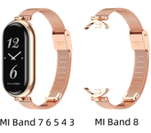 Strap For Mi Band 9 8 7 6 5 4 3 Smart Bracelet Women Girls Fashion Metal Mesh Watchband Replacement Accessories