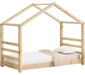 para niños de Pino 200 x 90 cm Cama Infantil Forma de casa Blanco Mate