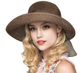 Sun Hats For Women Floppy Wide Brim Straw Hats Foldable Sunbonnet Cloche Hat Blue Beach Style Chapeau Paille Femme