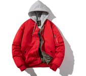 Men Bomber Jacket Women Solid Autumn Winter Pilot Jacket Fashion Vintage Hooded Baseball Coat Casual Windbreak Red Pink