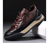 Zapatos de la junta de los hombres casual zapatos de cuero de los hombres de verano hueco transpirable fresco zapatos de cuero real de cuero de vaca zapatos deportivos zapatos de juventud negro
