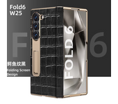 Genuine Leather Cover For Samsung Z Fold 6 5 4 3 Fold5 Case Plating Frame Hinge Glass Screen