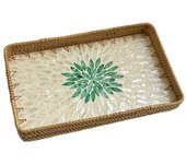 Hand Woven Splicing Shell Rattan Basket Rattan Weaving Colorful Rattan Shell Tray Handmade Household Dried Fruit Plate