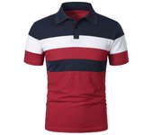 Men's three striped chest, color block, fashionable, lapel, short sleeved 9179