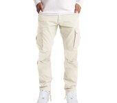 Pantalones Cargo para Hombre con Cintura Elástica y Bolsillo con Solapa, Pantalones Casuales Rectos