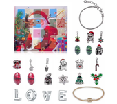 Kit DE FABRICACIÓN de pulseras de joyería con dijes DIY, calendario de adviento de Navidad, caja de regalo temática de Navidad p