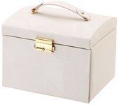 Joyero de 3 niveles con espejo, organizador de joyas con asa, 2 cajones, organizador de joyas de viaje, organizador de joyas de cuero PU, joyero