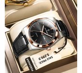 POEDAGAR Luxury Watch for Men Military Leather Man Wristwatch Quartz Clock Waterproof Luminous Date Week Men's Watches+box
