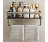 Bathroom Accessories Shelf Organizer 30-50CM Shower Storage Rack Gray Wall Mounted Space Aluminum Toilet Shampoo Holder Shelves
