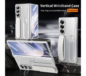 For Samsung Z Fold 6 Luxury Vertical Wristband Phone Case with Integrated Stand and Glass Front Film