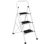 3 peldaños con Estructura  Acero | Taburete Multifuncional con Superficie Antislizante y Base Estable | Ligera, portátil y Segura para hogar, Oficina y tareas domésticas