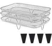 3-layers Air Fryer Stackable Grid Grilg Rack Stainless Steel Anti-corrosion for Home Kitchen Oven Steamer Cooker Gadgets