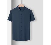 New solid color casual business short sleeved shirt, suitable for comfortable free and wrinkle resistant men of all seasons,