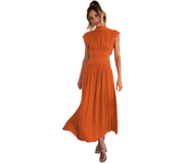Vestido de mujer dulce moda calle verano y otoño casual stand collar macaron off-waisted vestido largo