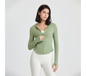 Chaqueta de ropa de yoga otoño e invierno chaqueta de punto con cremallera de manga larga para mujer